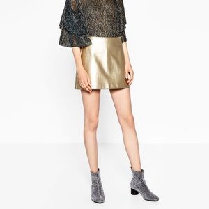 Zara metallic gold mini skirt